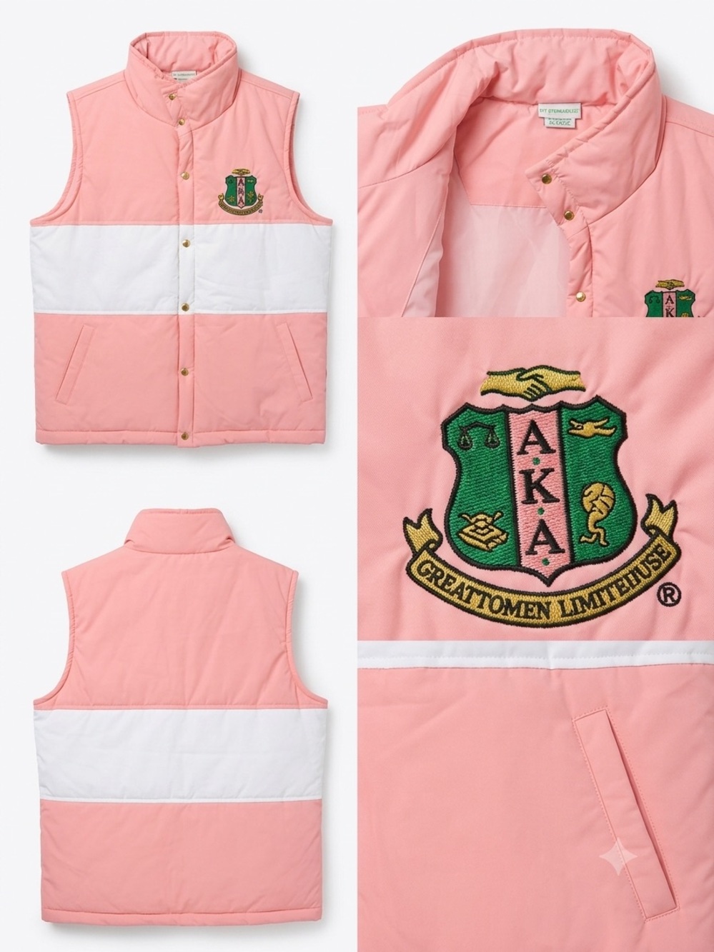 AKA Pink & White Kids Puffer Vest by Ivy Store House